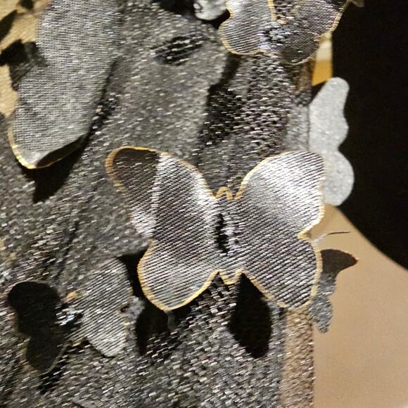 Tween Diva 8 Butterfly Mesh Sleeve Crop Top Croquette Goth Inspired Y2K Cute - Picture 5 of 11